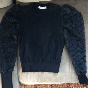 Black Floral Sleeve Sweater